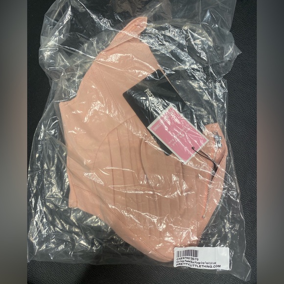 PLT Pink Cargo Pleated Bust Plunge Crop Top SIZE 4US (8UK) - Picture 3 of 8